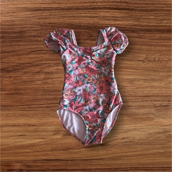 CAT & JACK Big Girls One Piece Floral Print Pink Swimwear | XL (14) - Picture 3 of 10